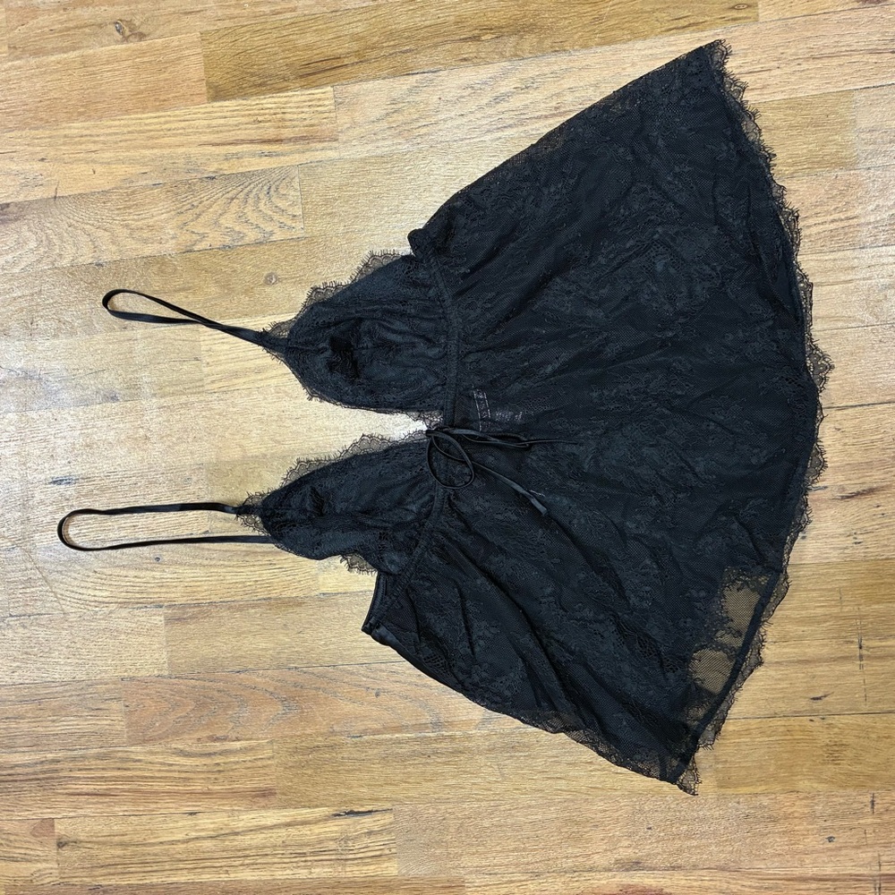 Victoria's Secret Black Lace Nighty Top